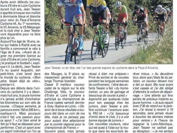 Un bel article sur notre cadet Jean&nbsp;Tessier